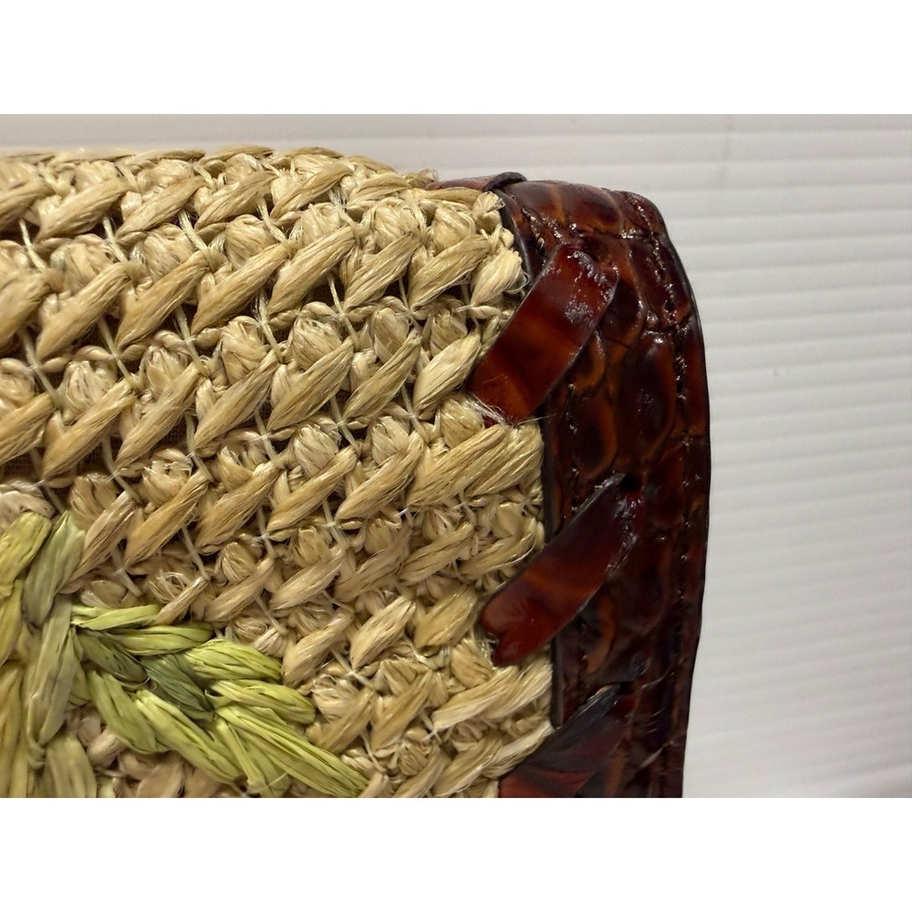 NWT BRAHMIN Le Jardin Collection Sandrine Straw Clutch - Natural w/Floral Accent - Picture 6 of 12